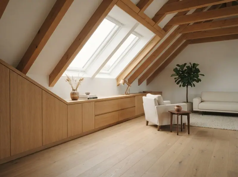 Ausgebautes Dachgeschoss mit Holzverkleidung
